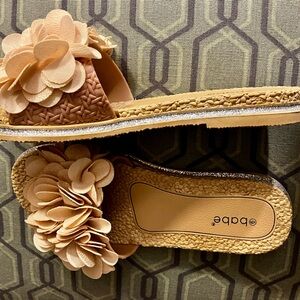 bebe Tan Floral Slide Sandals - Women's Casual Comfort